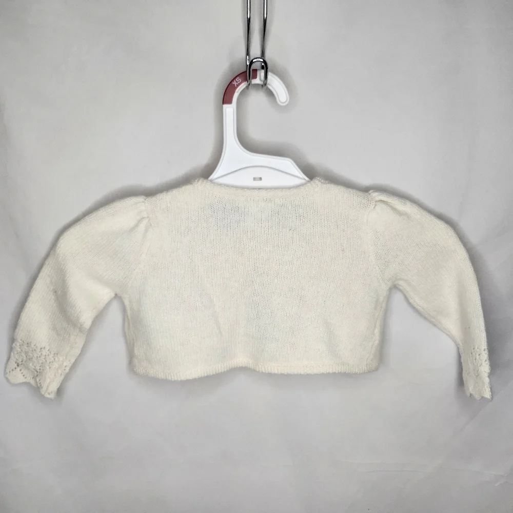 Infant Baby Girl Ralph Lauren Lambs Wool Cashmere Blend Button Ivory Cardigan 3M